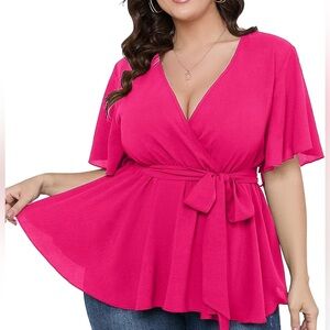 Women's Pink Wrap Top